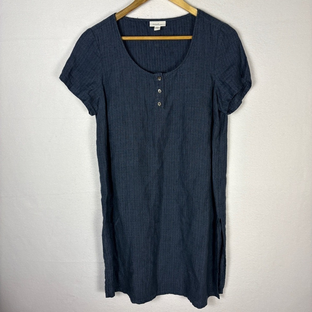 J. Jill Blue 100% Linen Scoop Neck Tunic Top